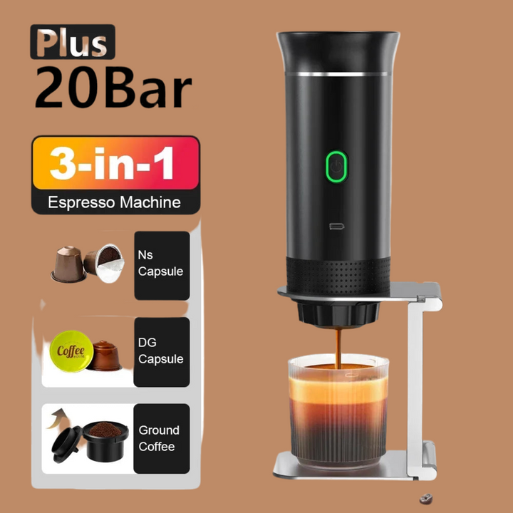 Wireless Electric Portable Espresso Coffee Machine for Car & Home Camping Coffee Maker 3-in-1 Capsule Powder Travel Coffee Maker